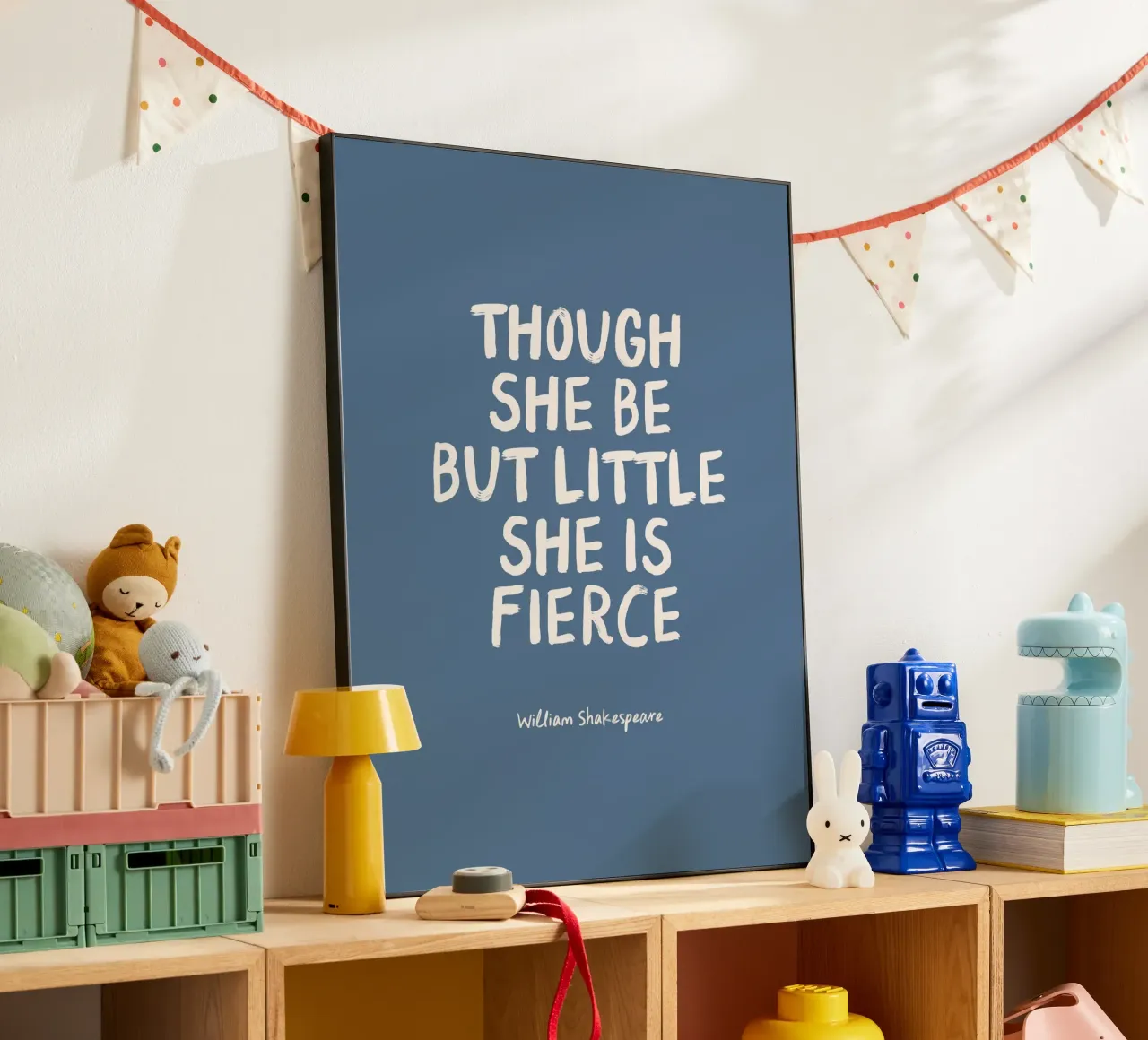 She Is Fierce Quote in Blue - Nursery & Kids alluminio dibond da Print52