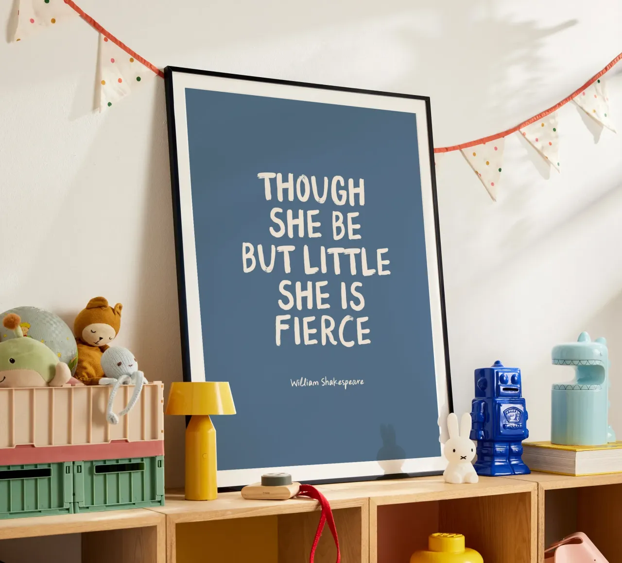 She Is Fierce Quote in Blue - Nursery & Kids carta hahnemühle da Print52