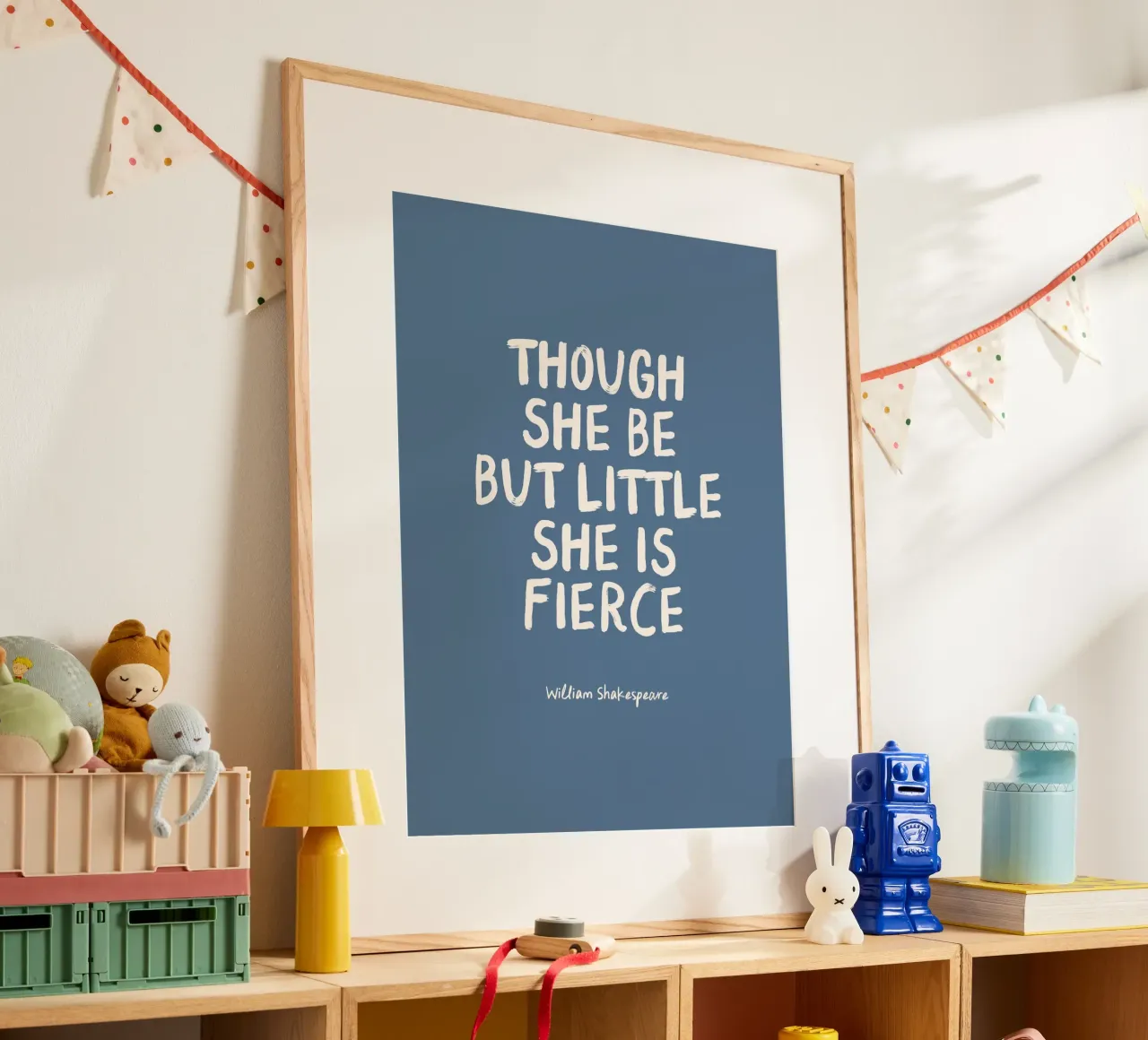 She Is Fierce Quote in Blue - Nursery & Kids carta hahnemühle da Print52