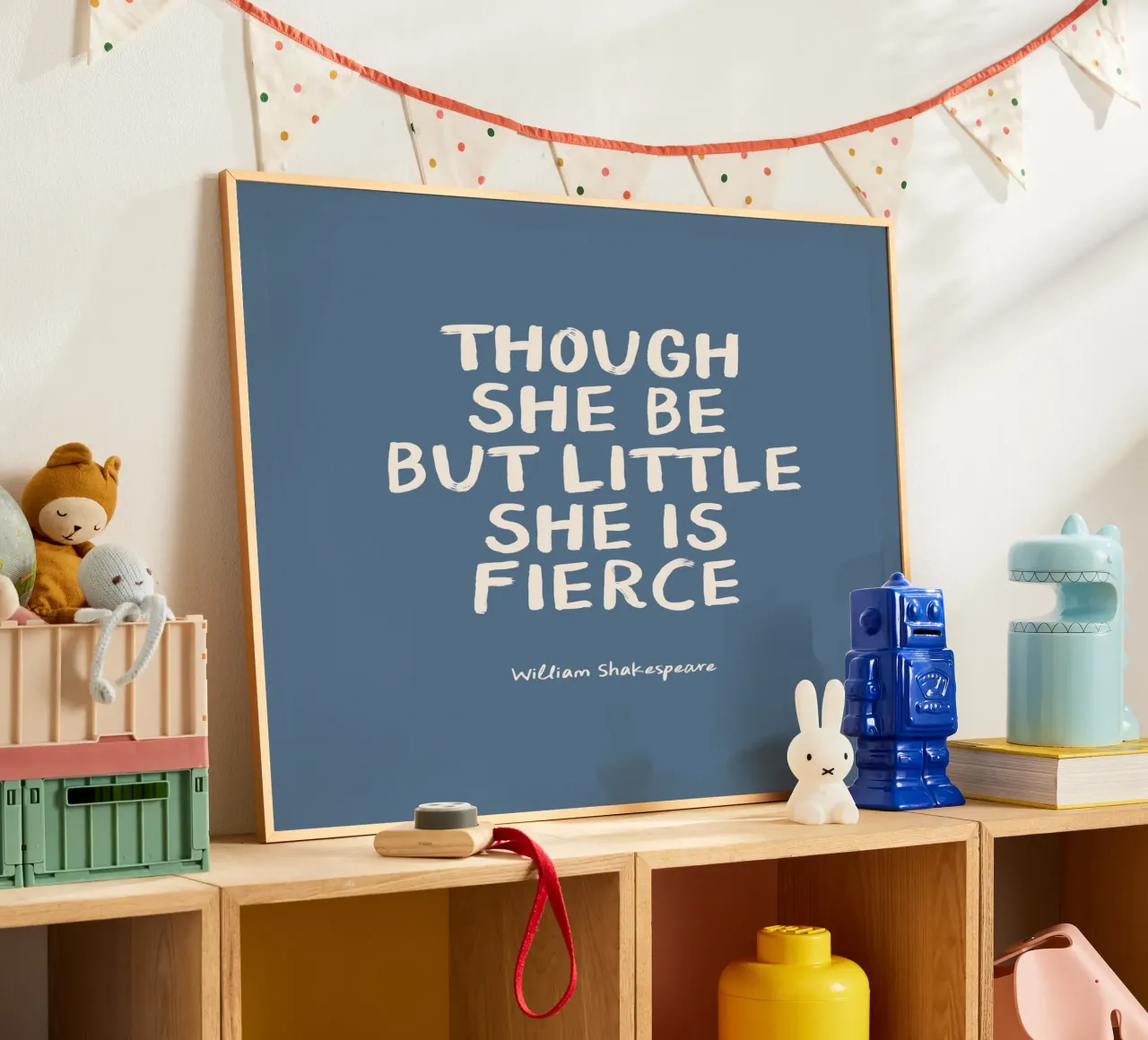 She Is Fierce Quote in Blue - Nursery & Kids carta hahnemühle da Print52