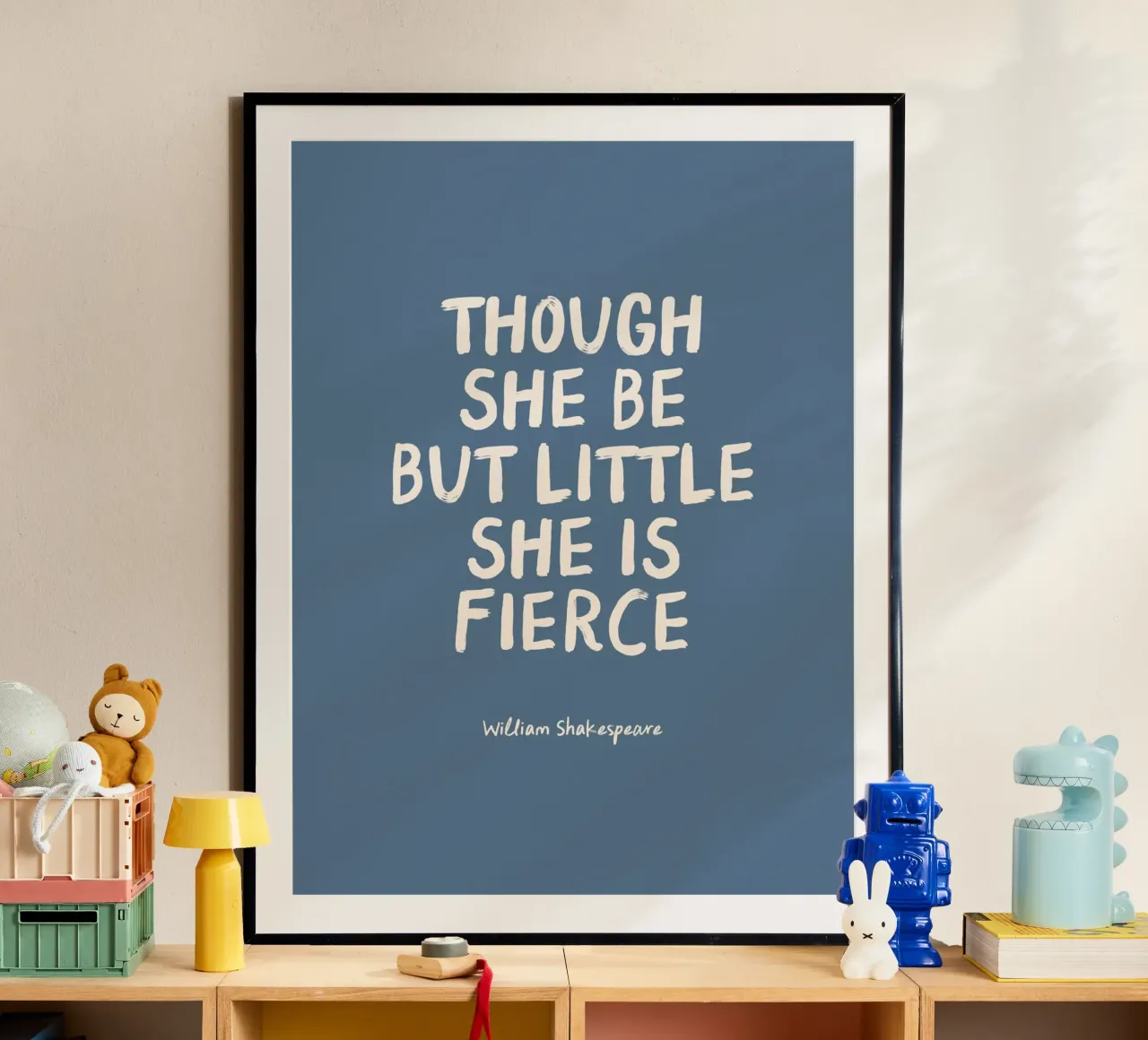 She Is Fierce Quote in Blue - Nursery & Kids carta hahnemühle da Print52
