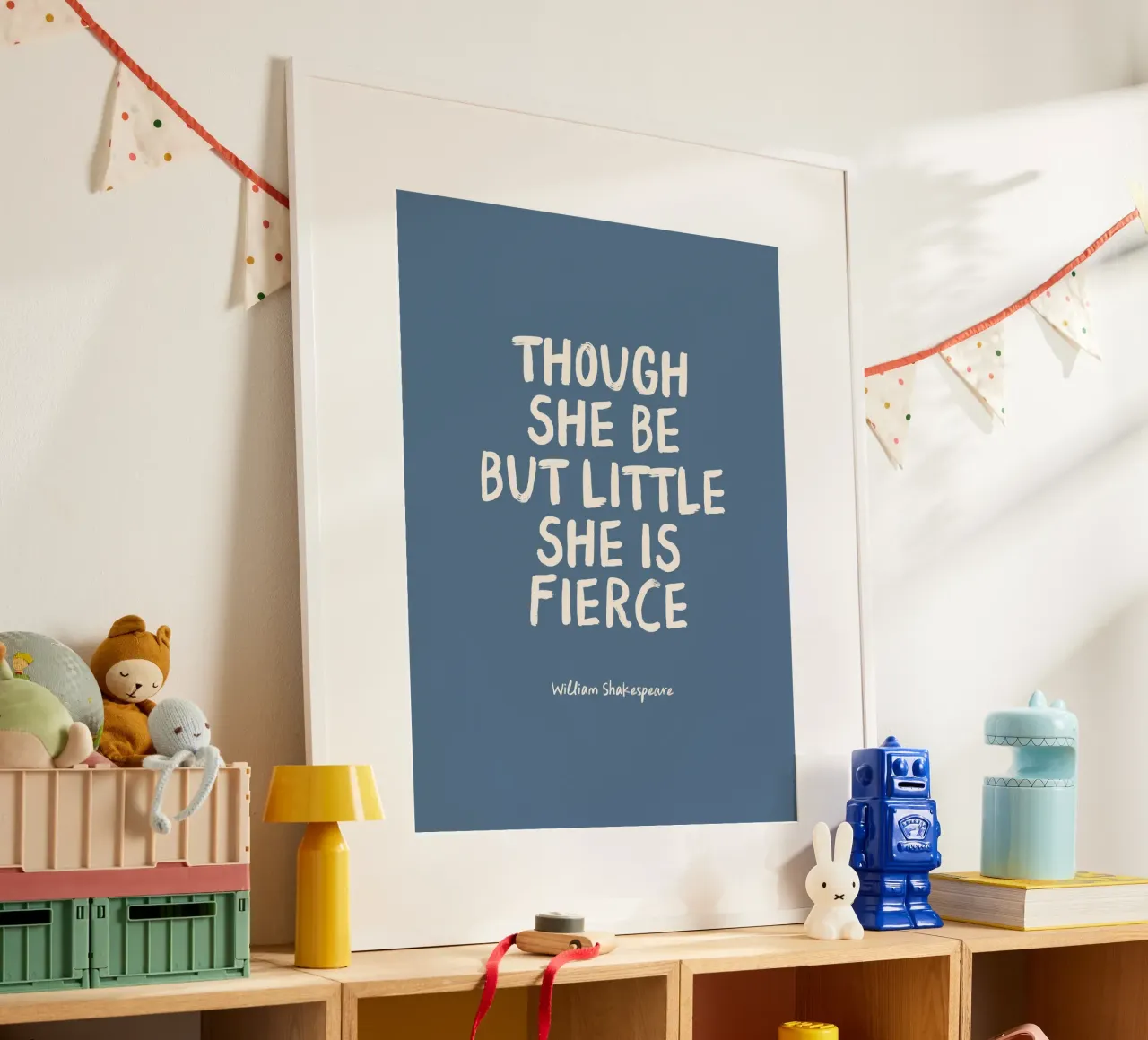 She Is Fierce Quote in Blue - Nursery & Kids carta hahnemühle da Print52