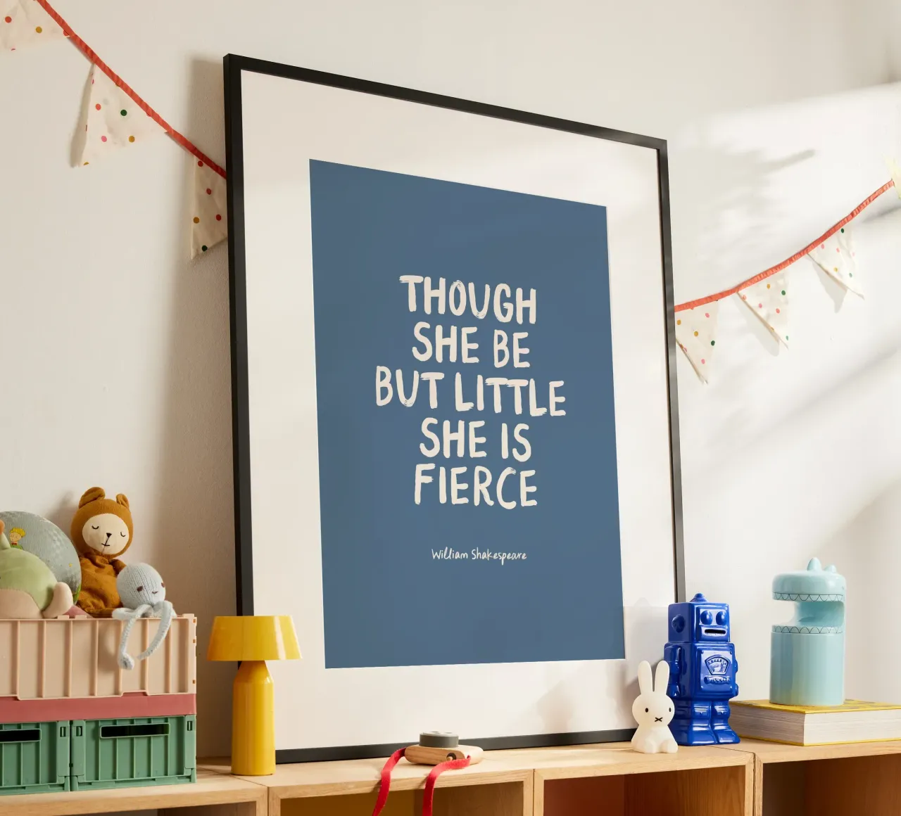 She Is Fierce Quote in Blue - Nursery & Kids carta hahnemühle da Print52