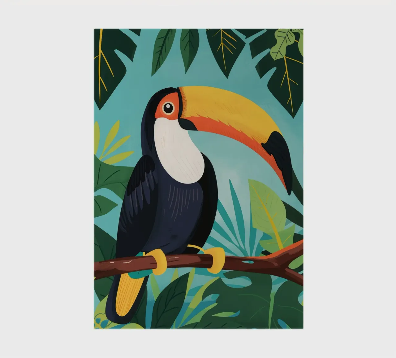 Toucan perched on a branch among tropical foliage jungle notebook by DesignDoodle
