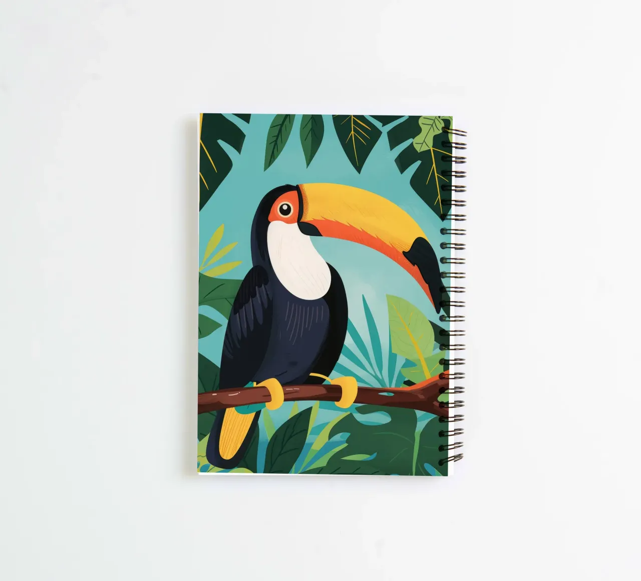 Tukan auf einem Zweig zwischen tropischem Laub Dschungel hockend Ringbuch von DesignDoodle