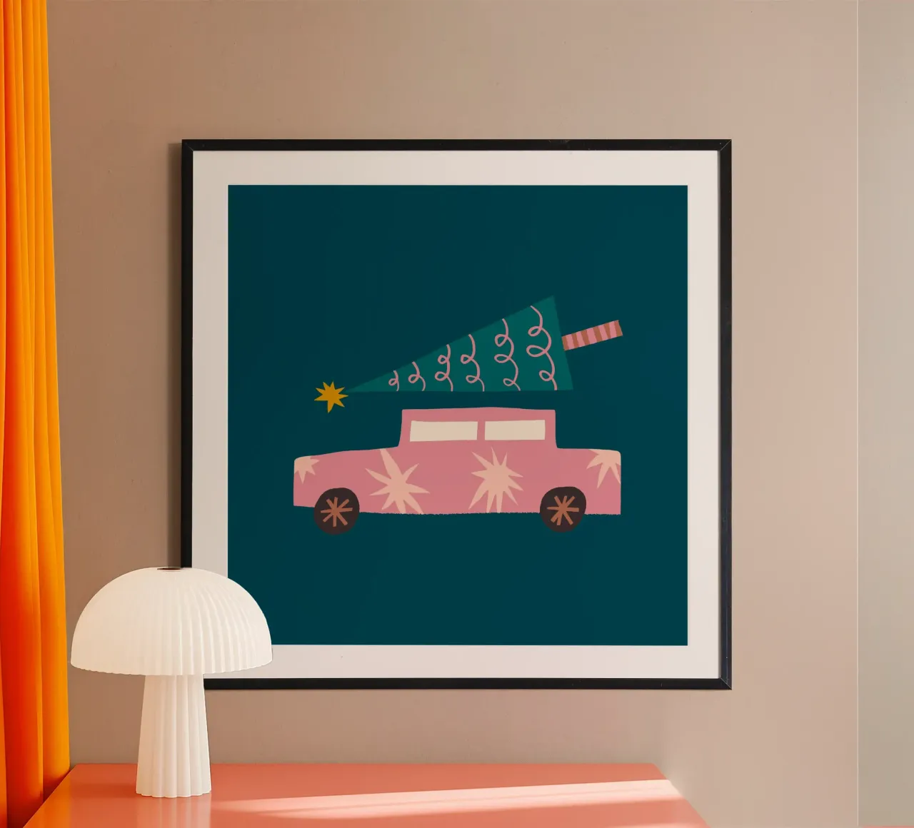 Happy Christmas No 40 poster con telaio in legno da treechild