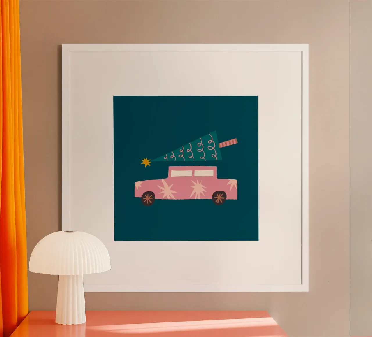 Happy Christmas No 40 poster con telaio in legno da treechild