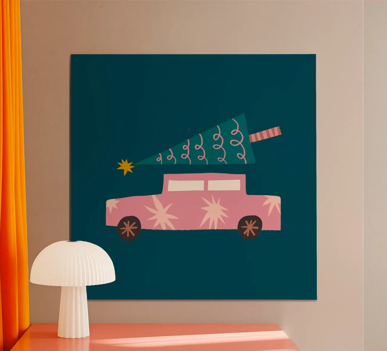 Happy Christmas No 40 poster con telaio in legno da treechild