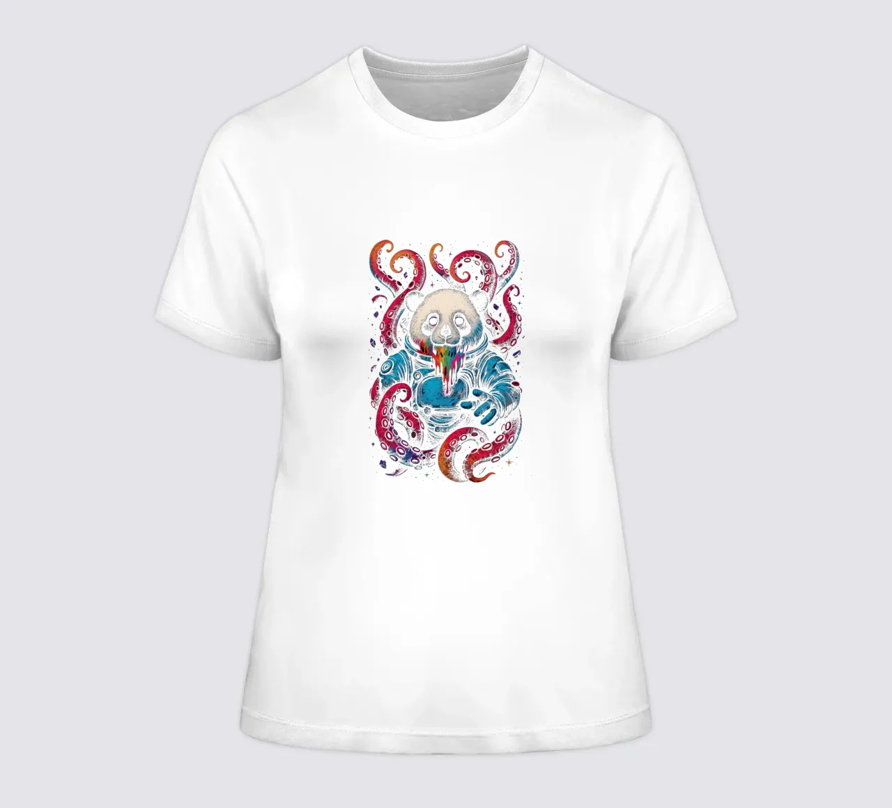 Cosmic Panda Kraken women's fitted t-shirt by BadrBrand
