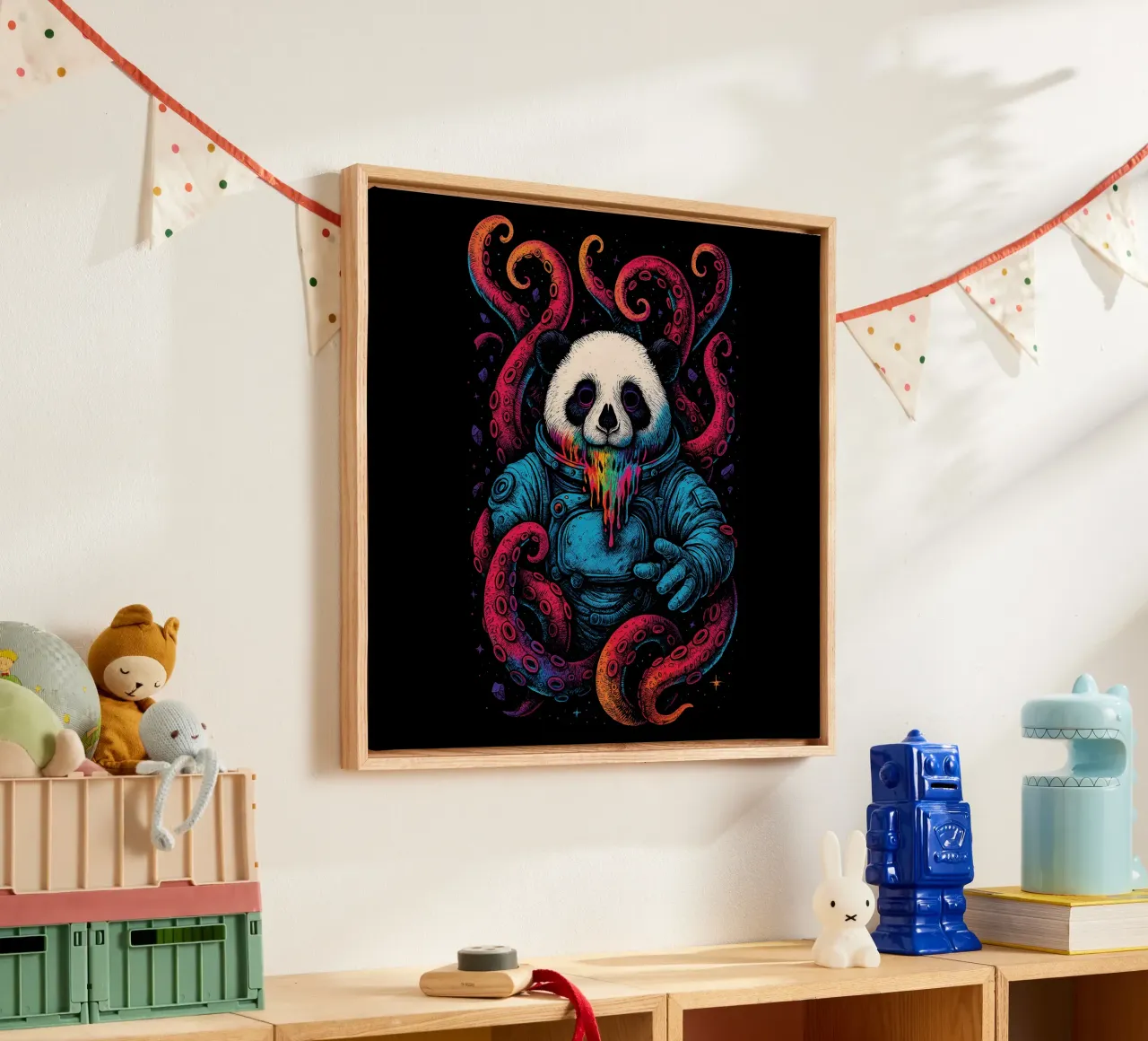 Cosmic Panda Kraken canvas van BadrBrand
