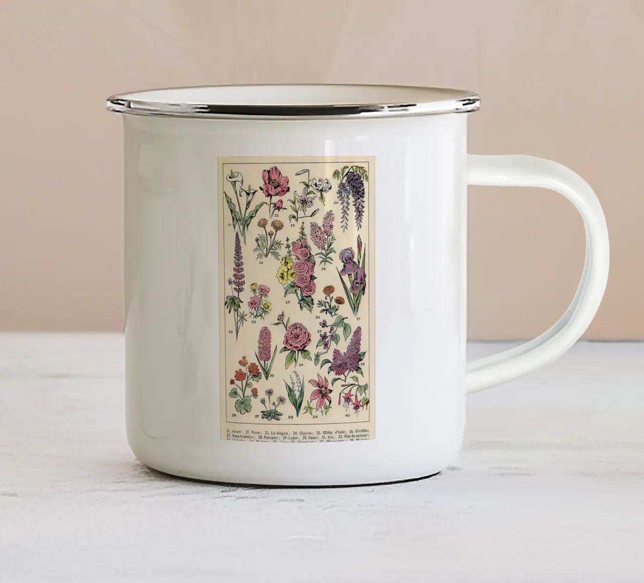 fiore fiore floreale botanico tazza in smalto da Abigail Ellis