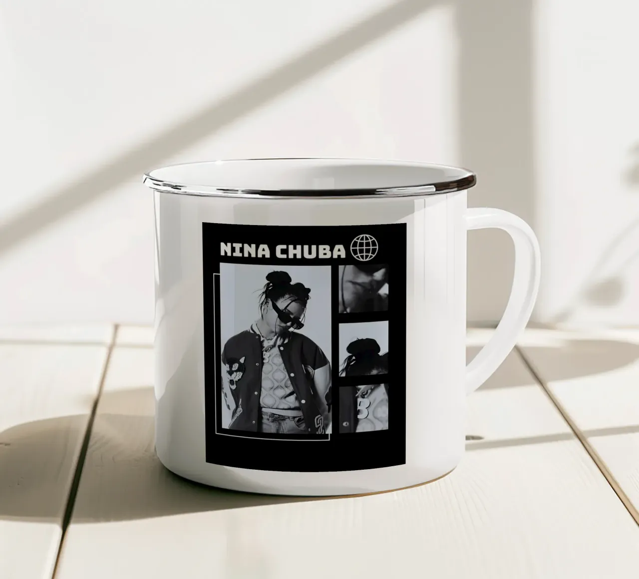 ritratto Nina Chuba tazza in smalto da vintage