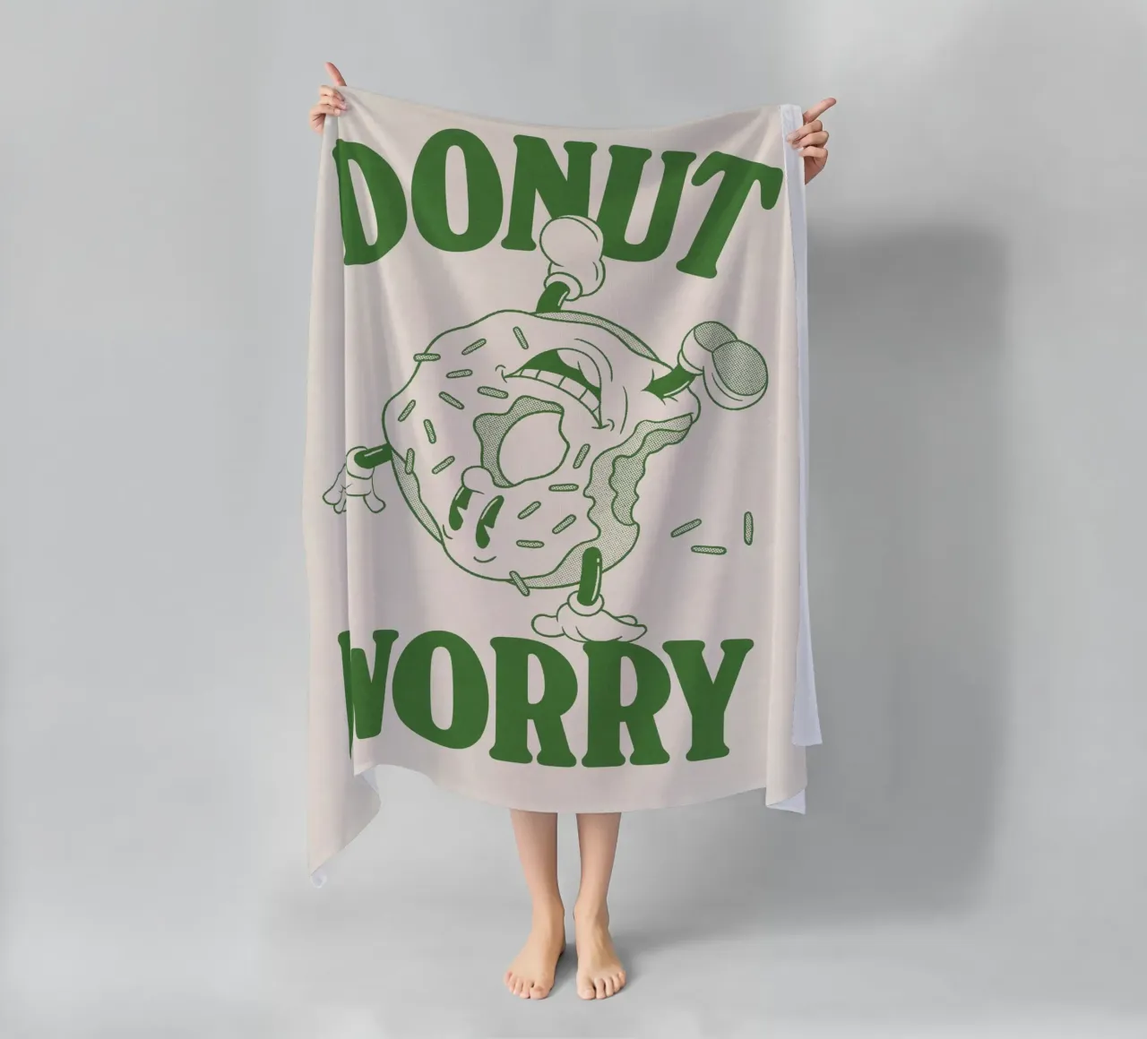 donut humour beach towel by Eva Rogers