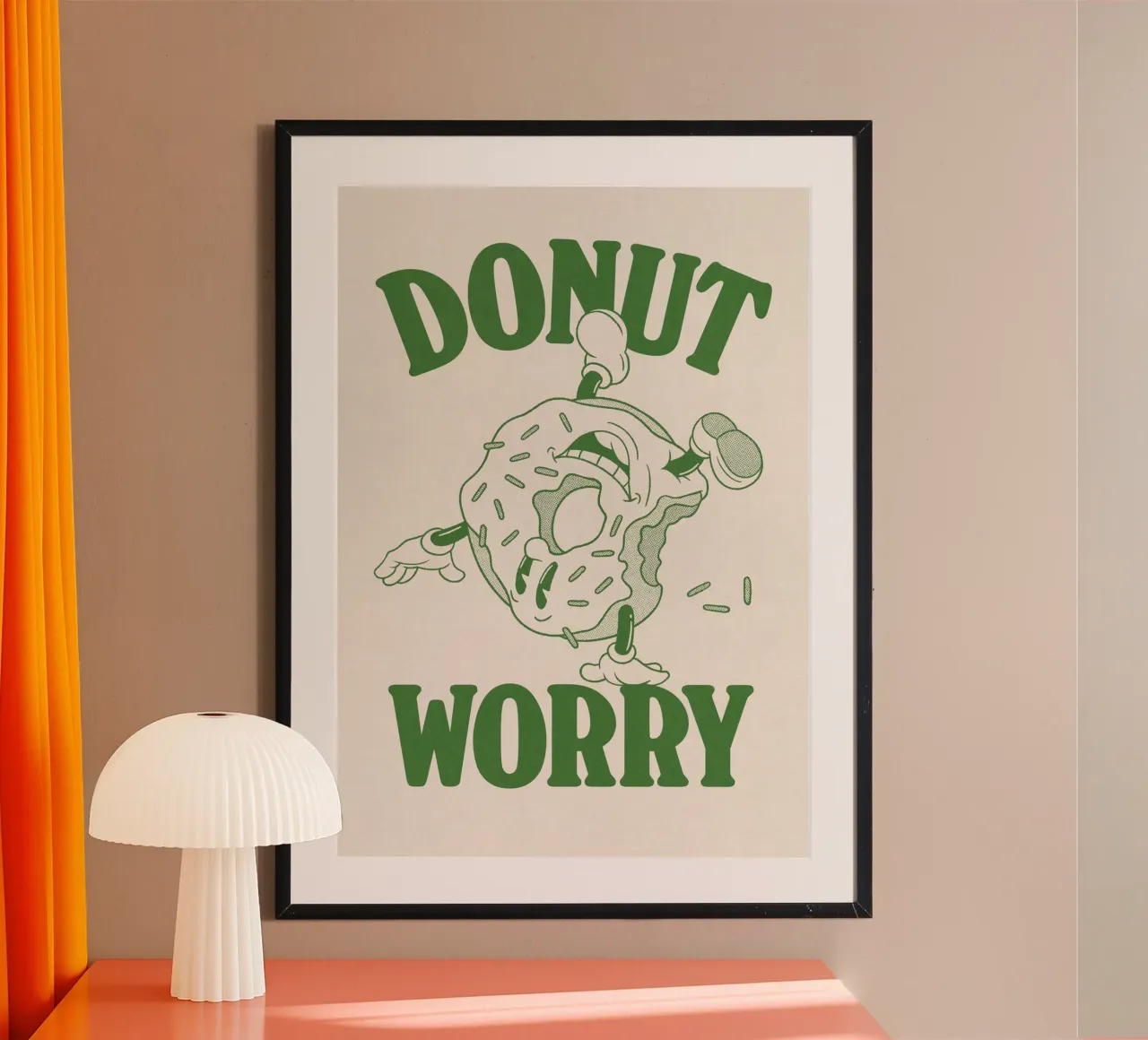 l'humour des beignets poster avec cadre en plastique de Eva Rogers
