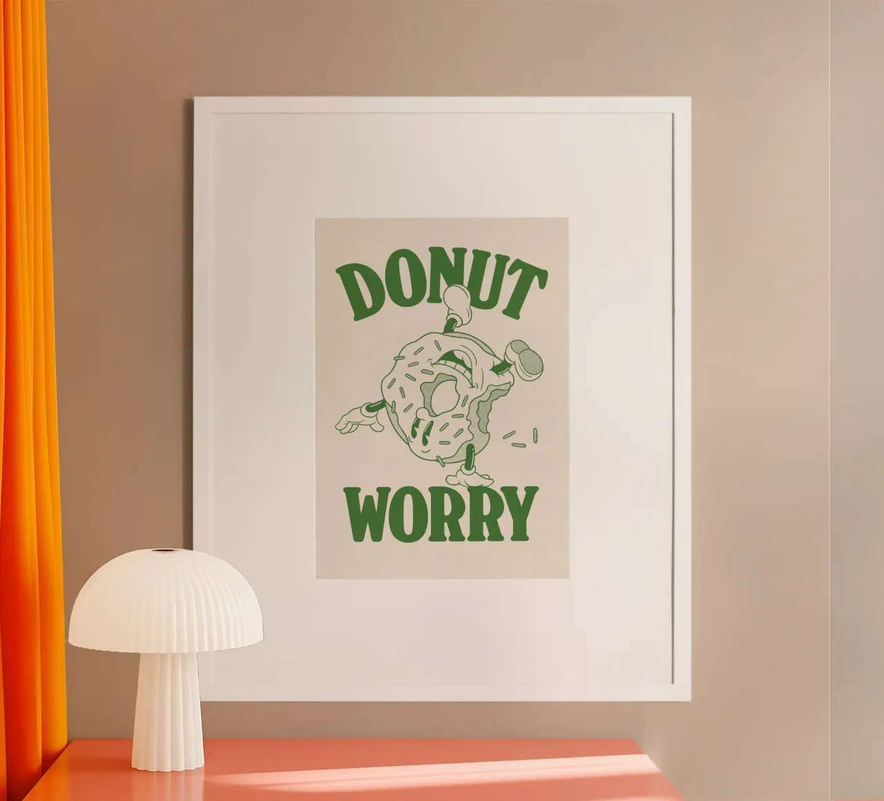 l'humour des beignets poster avec cadre en plastique de Eva Rogers