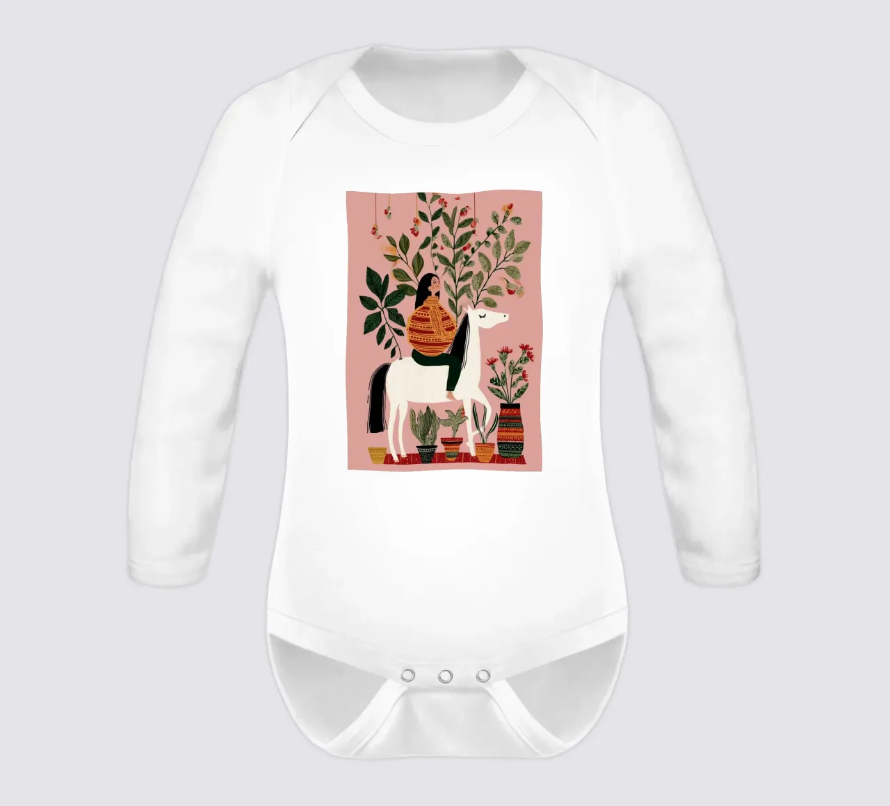Botanical Journey long-sleeve baby romper by Clara August