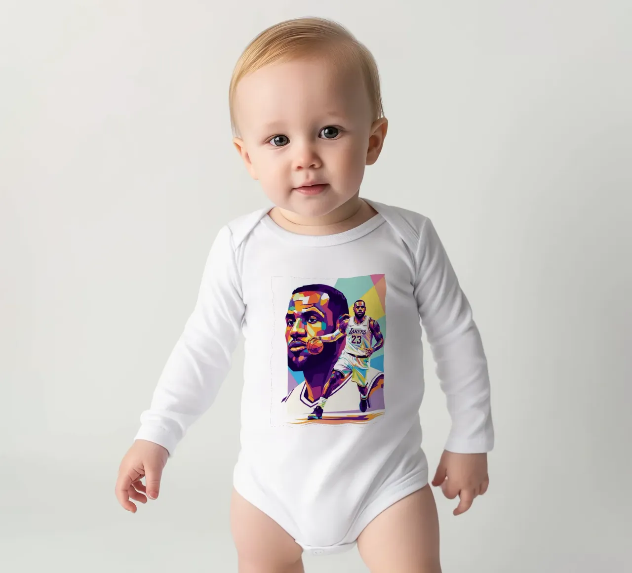 Lebron James-WPAP art style body neonato maniche lunghe da Hantamrata