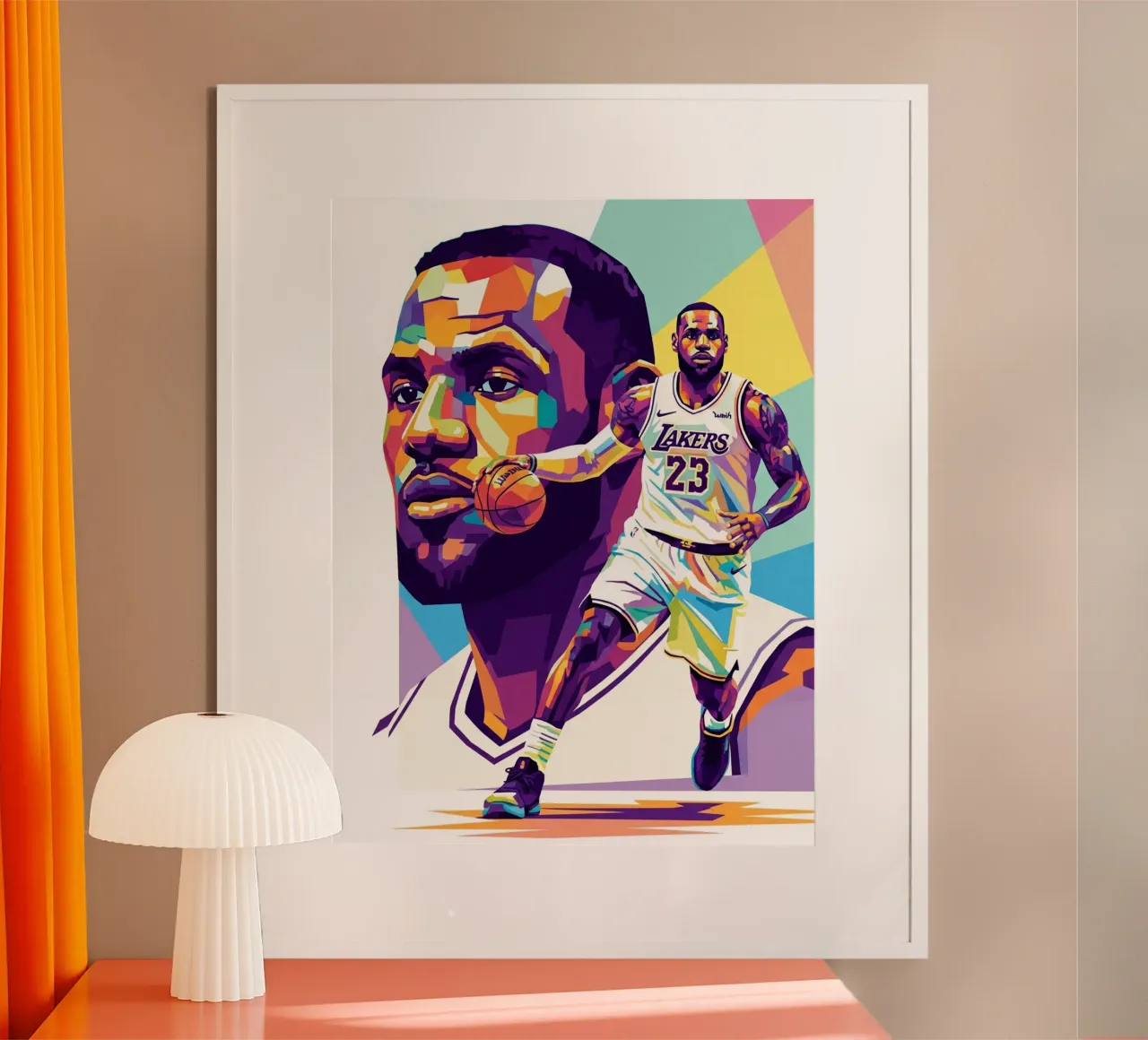 Lebron James-WPAP art style poster con telaio in legno da Hantamrata