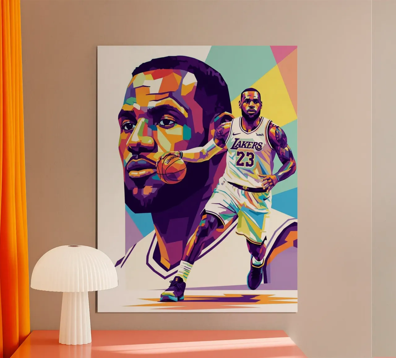 Lebron James-WPAP art style poster con telaio in legno da Hantamrata