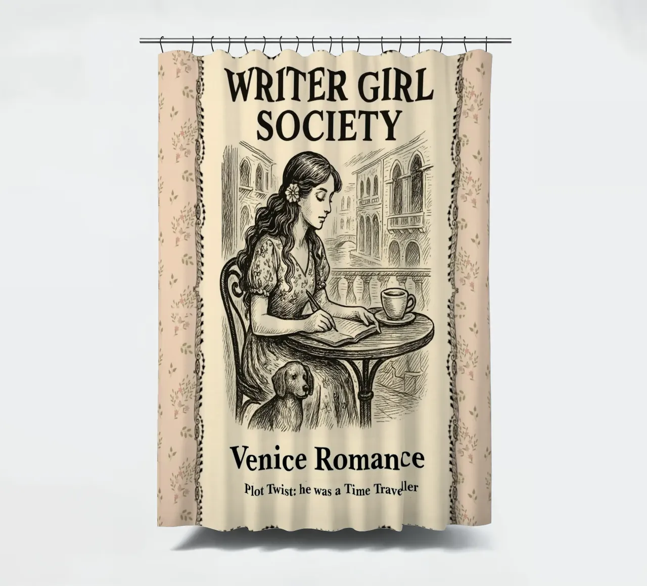 Writer Girls Society: Venice Romance shower curtain by Taika Tori Art