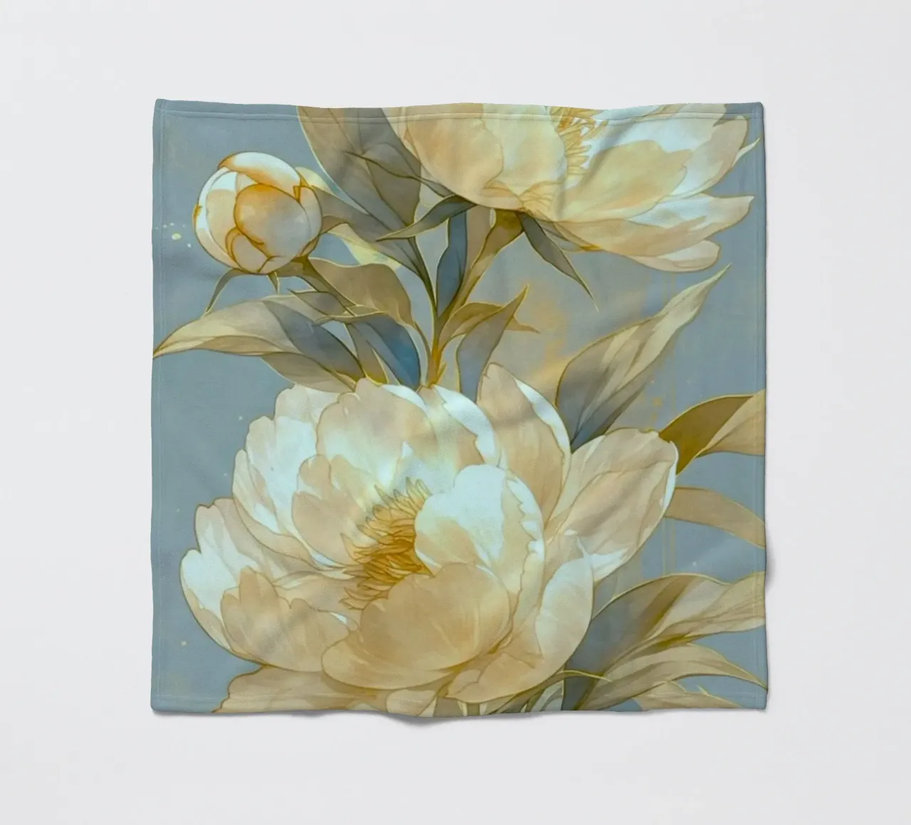 flowers peonies fleece blanket by Histrol