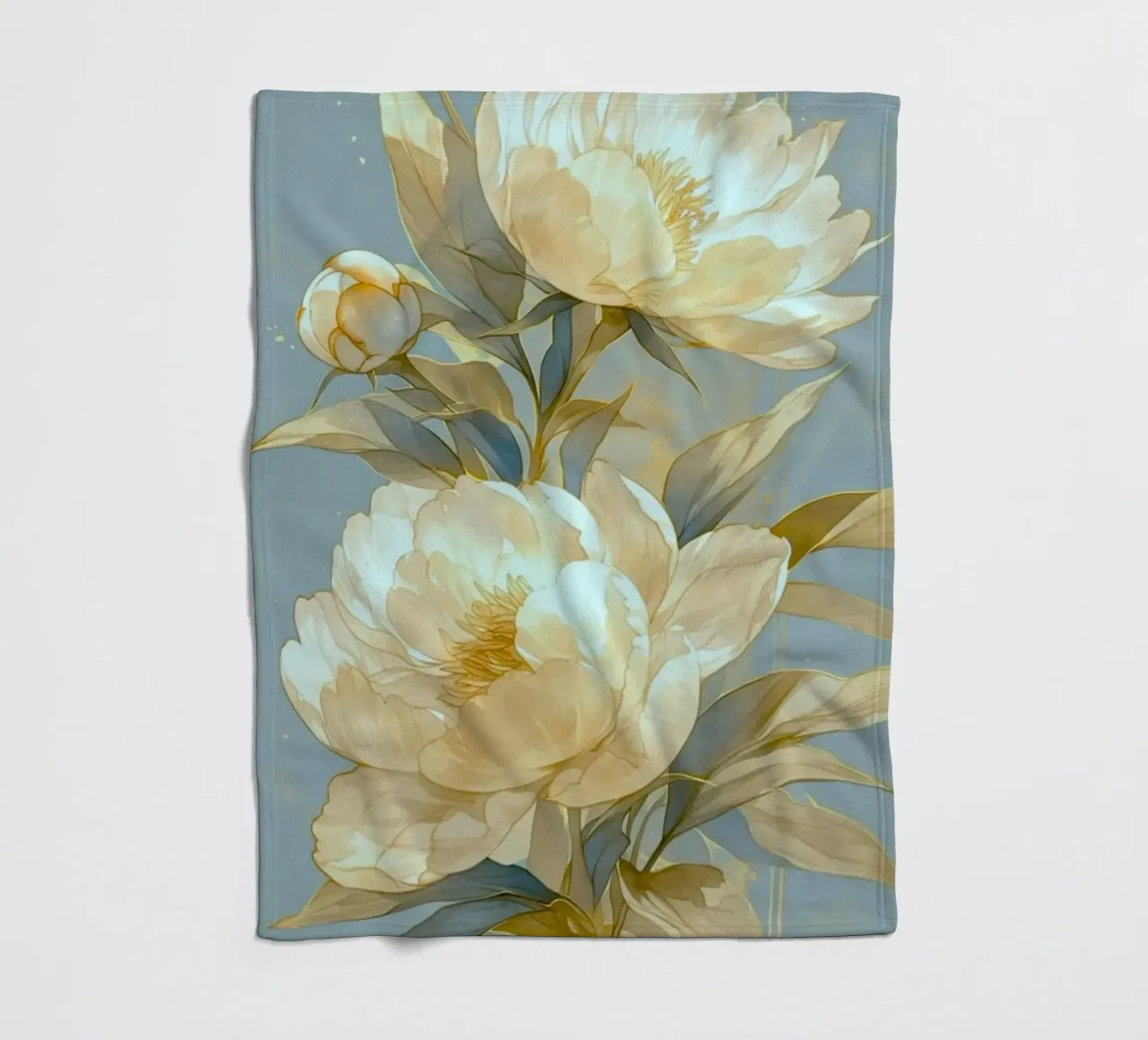 flowers peonies fleece blanket by Histrol