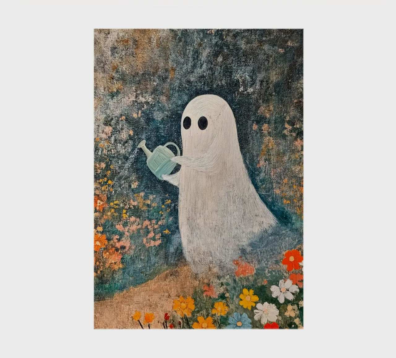 Halloween-Gespenst bewässert Blumen im Garten Notizbuch von Fleur de Lys