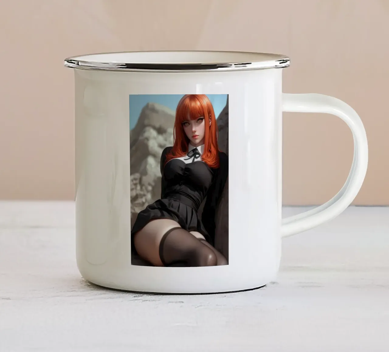 Makima Chainsaw Man Anime enamel mug by Fleur de Lys