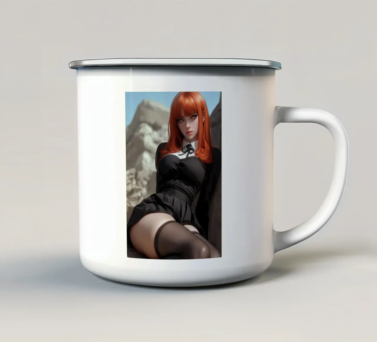 Makima Chainsaw Man Anime enamel mug by Fleur de Lys
