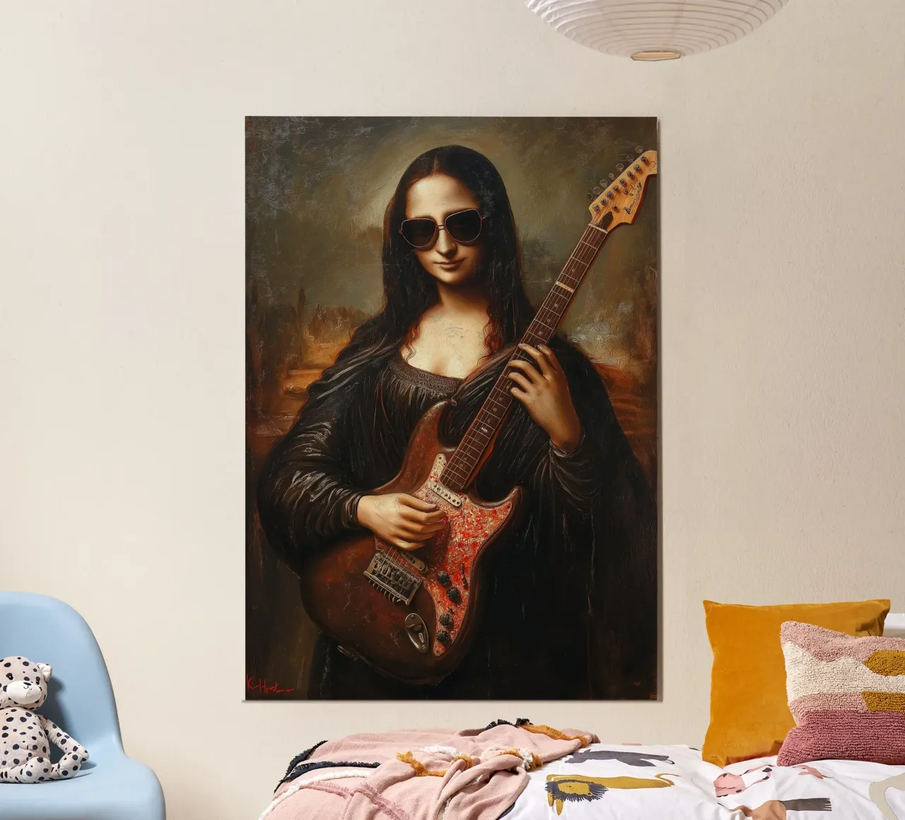 Mona Lisa Play Electric Guitar alu-dibond by Fleur de Lys