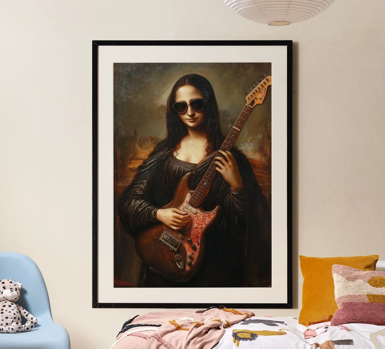 Mona Lisa spielt E-Gitarre Poster von Fleur de Lys