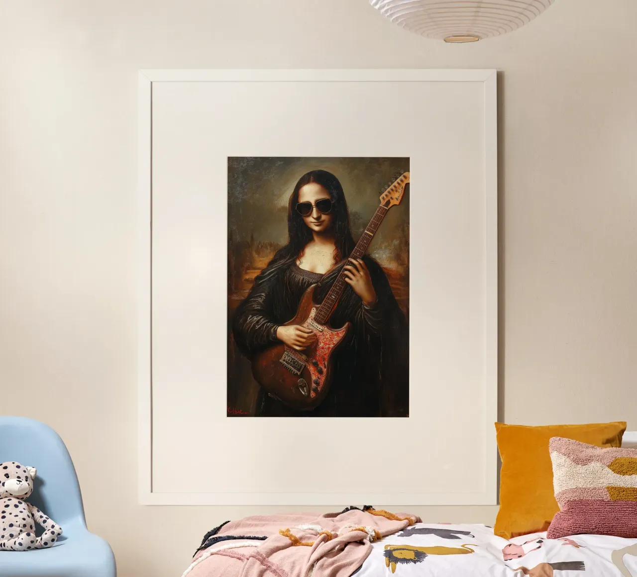 Mona Lisa spielt E-Gitarre Poster von Fleur de Lys