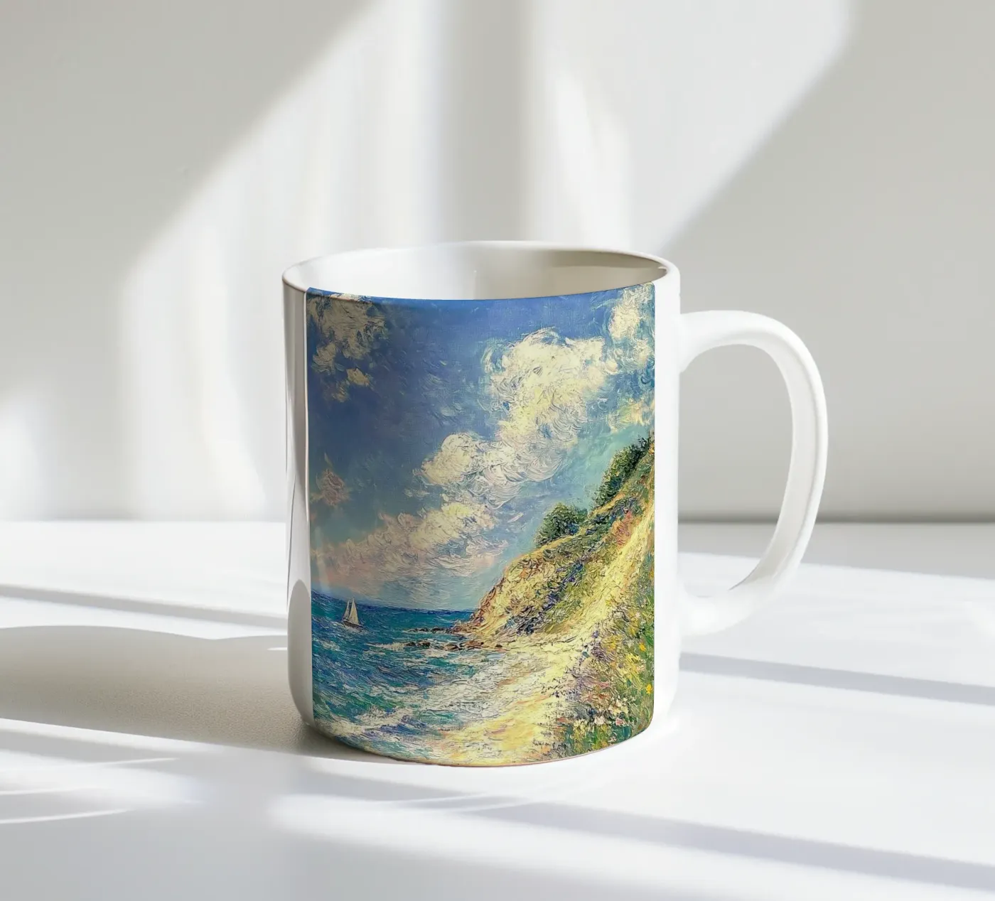 waves cliff ceramic mug by prindy