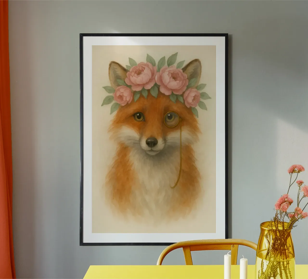 Lo studioso della volpe floreale poster con telaio in plastica da Graceful Desine