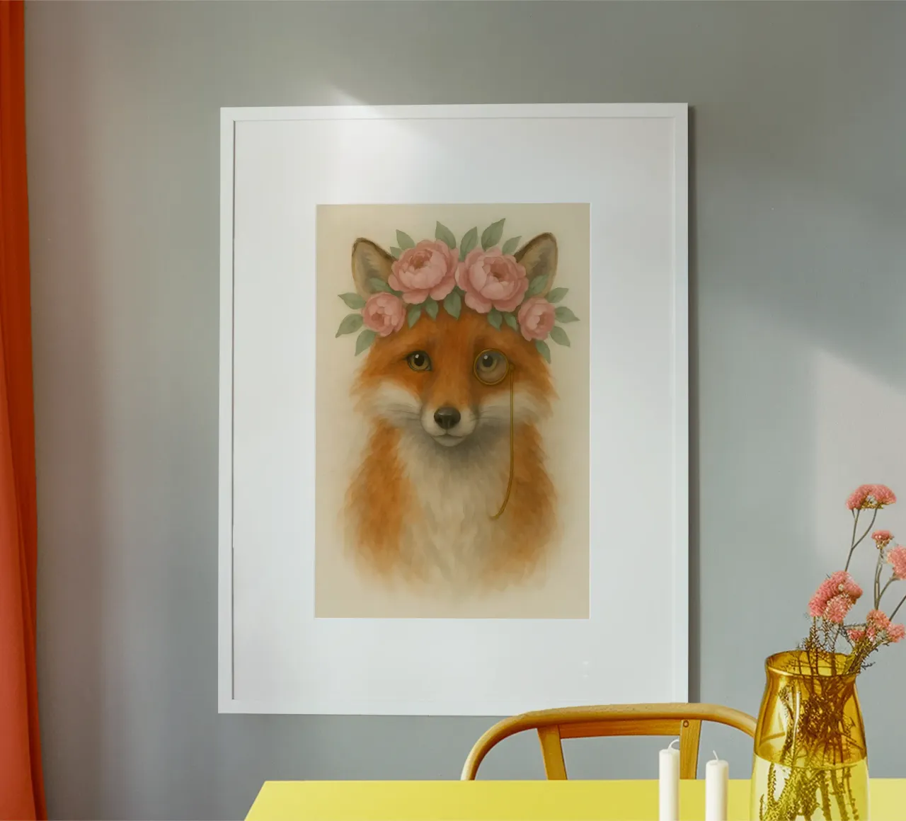 Lo studioso della volpe floreale poster con telaio in plastica da Graceful Desine