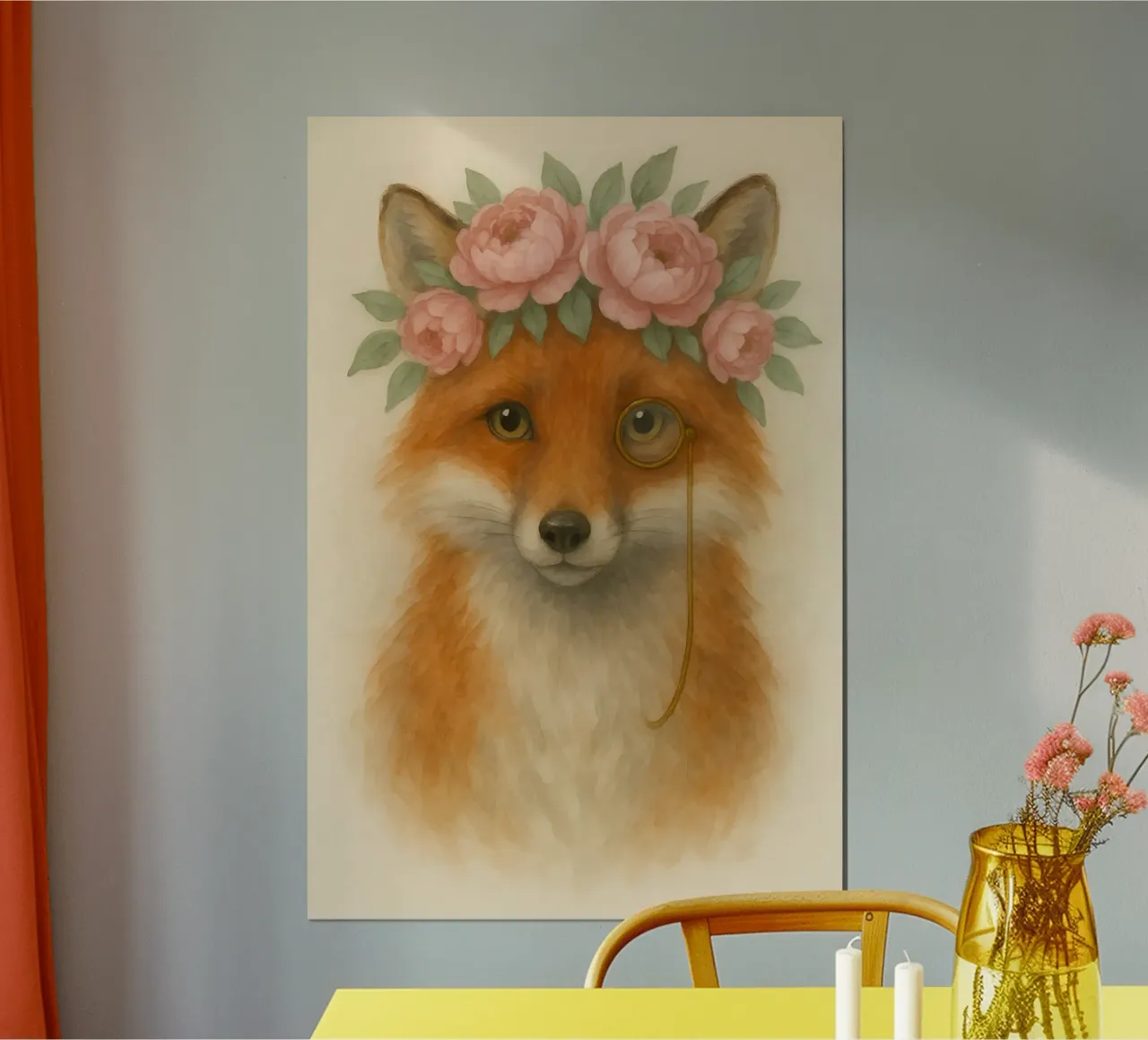 Lo studioso della volpe floreale poster con telaio in plastica da Graceful Desine