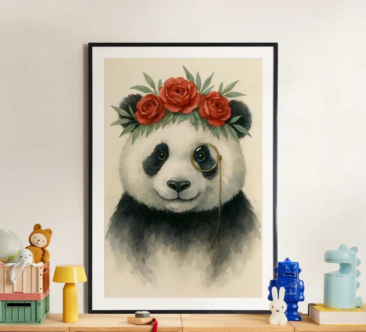 Il panda dapper di Peony Court poster con telaio in plastica da Graceful Desine