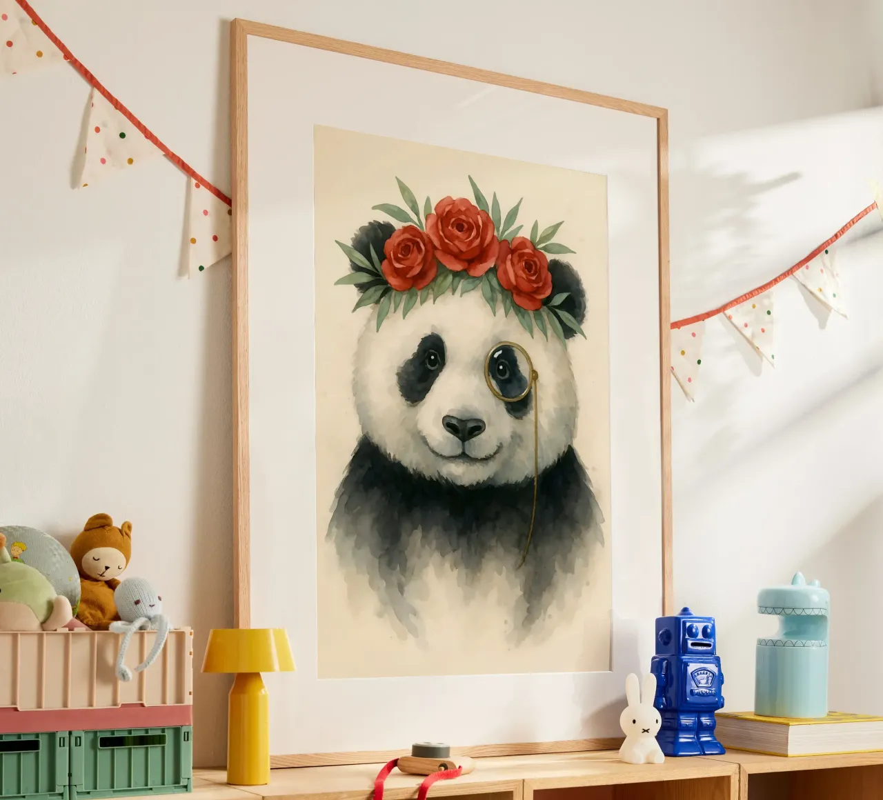 Il panda dapper di Peony Court poster con telaio in plastica da Graceful Desine