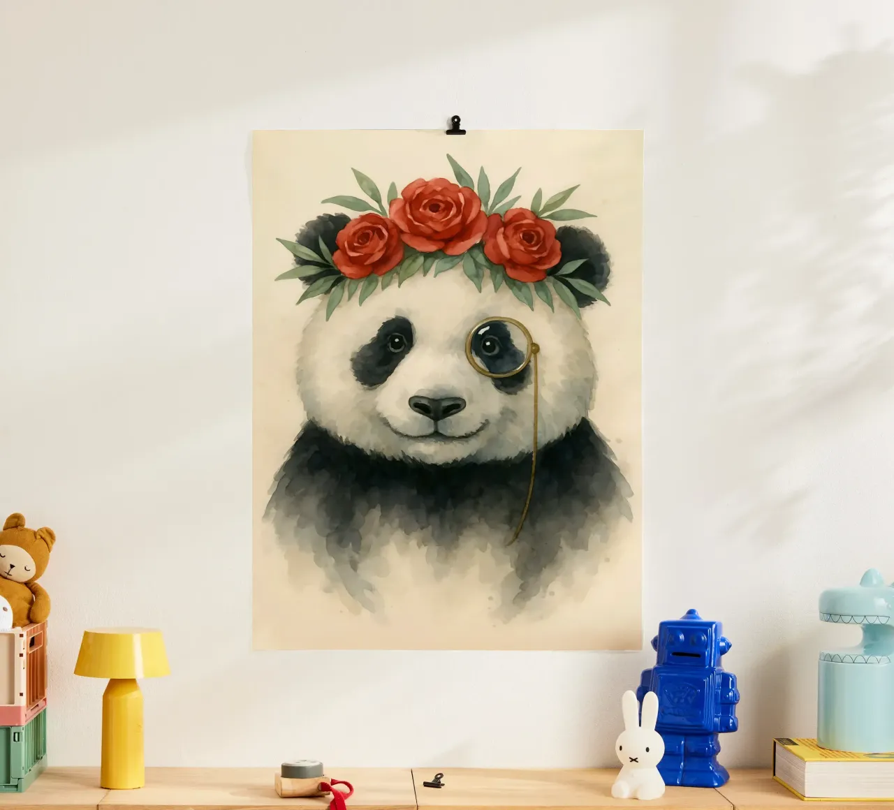 Il panda dapper di Peony Court poster con telaio in plastica da Graceful Desine