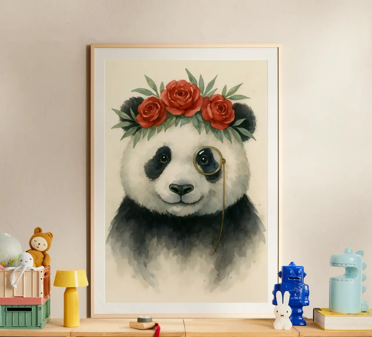 Il panda dapper di Peony Court poster con telaio in plastica da Graceful Desine