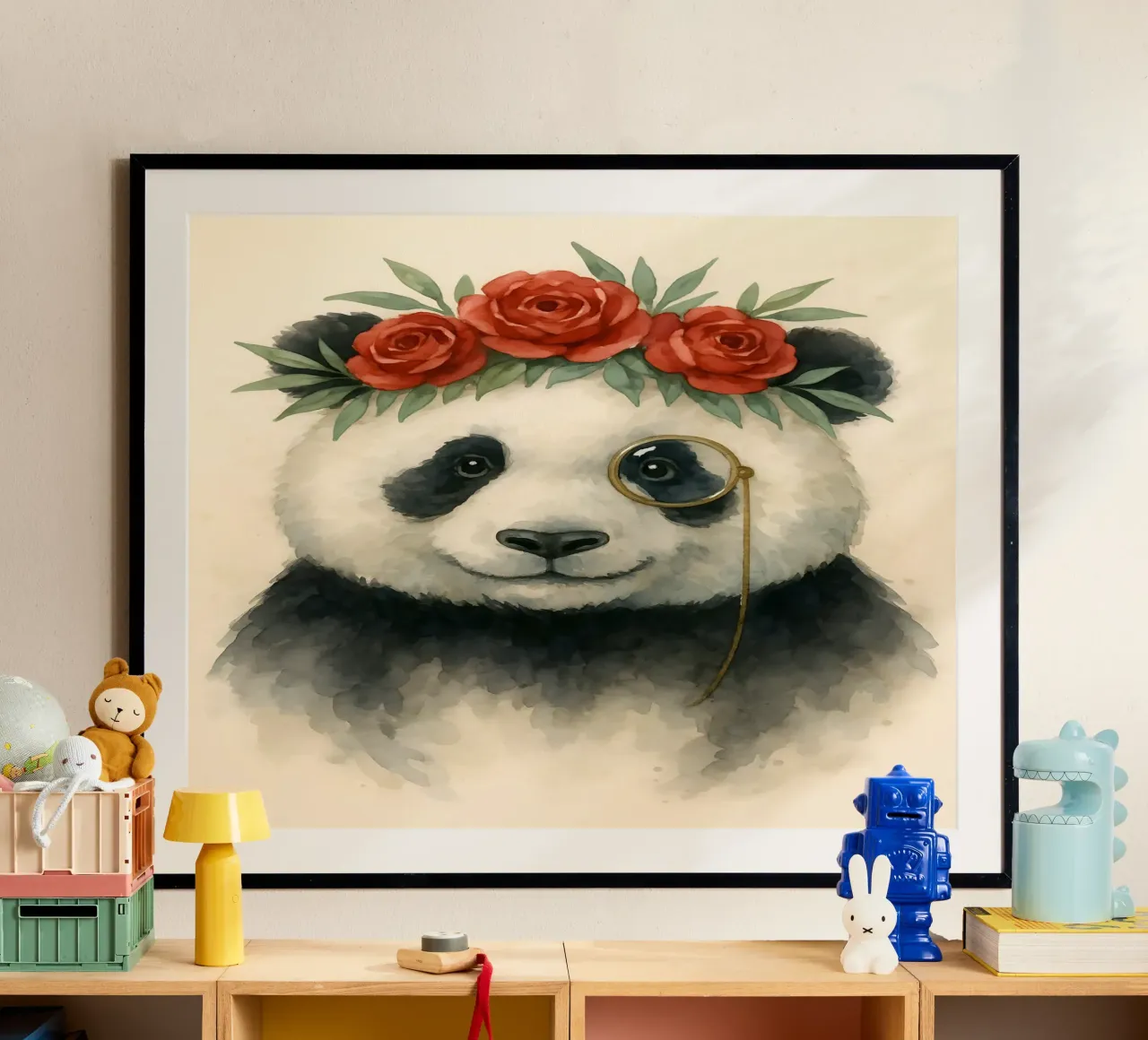 Il panda dapper di Peony Court poster con telaio in plastica da Graceful Desine