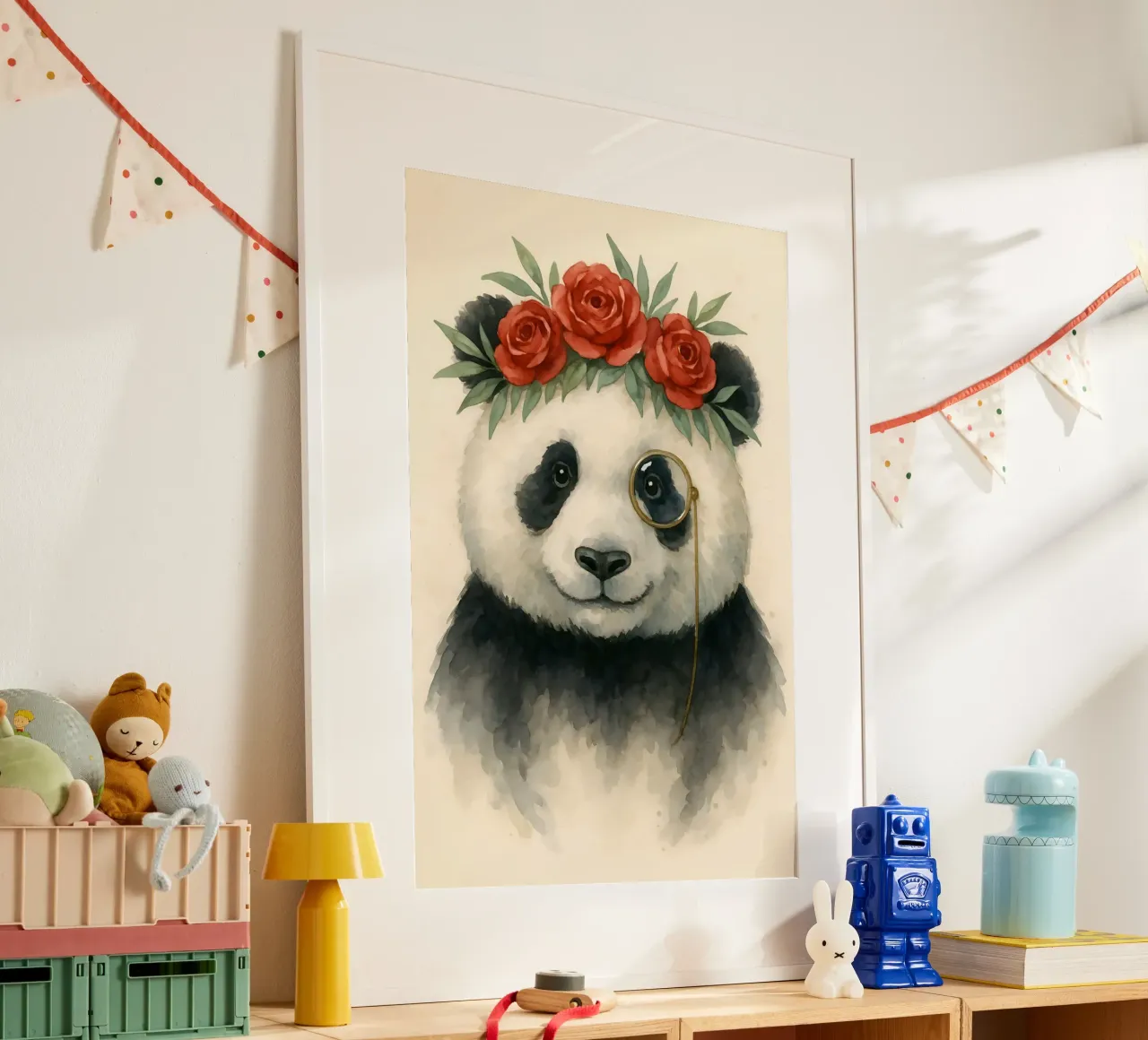 Il panda dapper di Peony Court poster con telaio in plastica da Graceful Desine