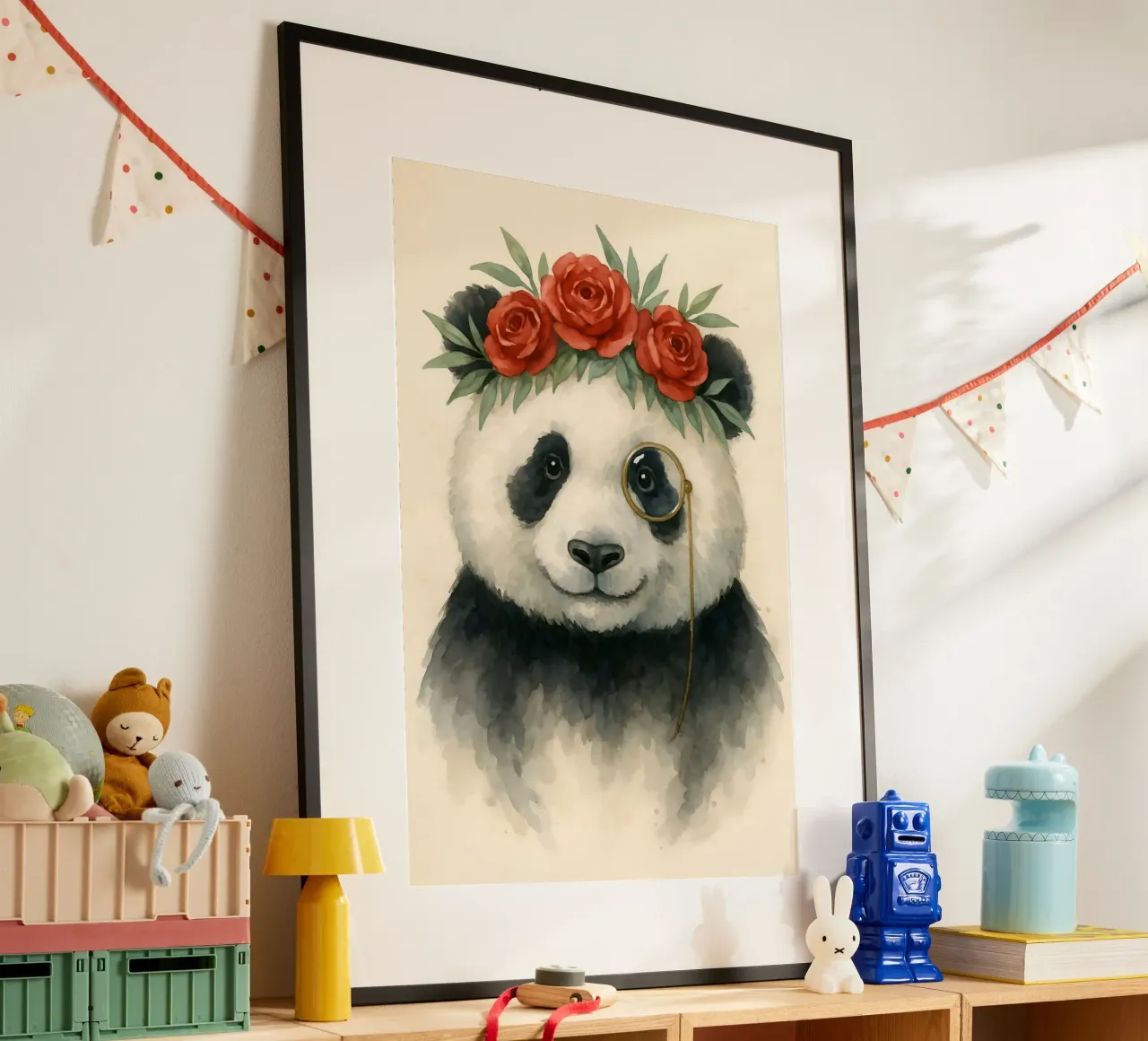 Il panda dapper di Peony Court poster con telaio in plastica da Graceful Desine