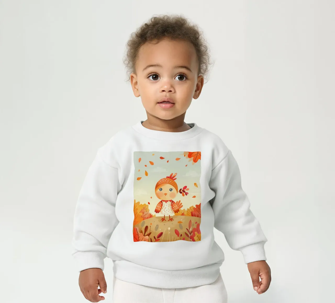 Uccello allegro circondato da foglie cadenti in autunno felpa neonato da DesignDoodle