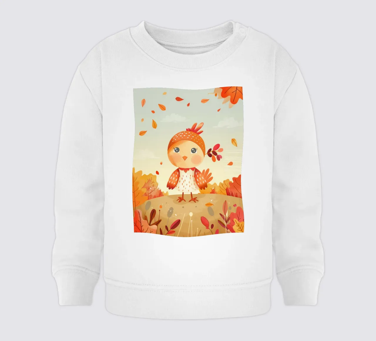 Uccello allegro circondato da foglie cadenti in autunno felpa neonato da DesignDoodle
