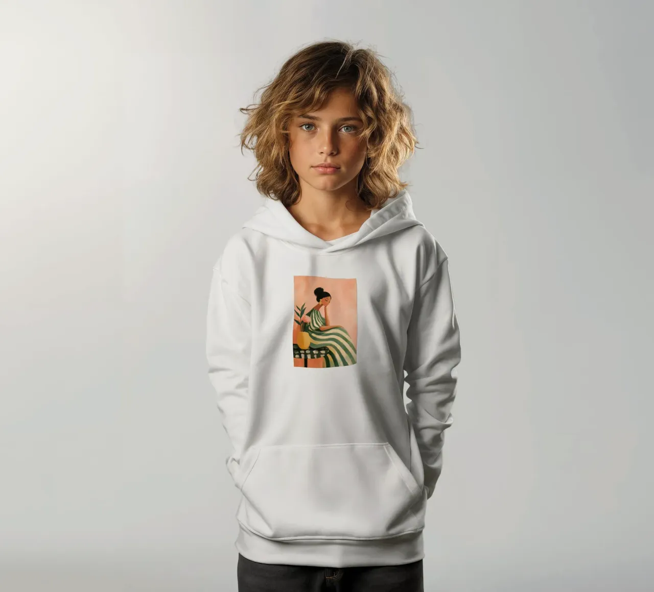 The Soft Geometry of Stillness felpa bambino con cappuccio da Clara August