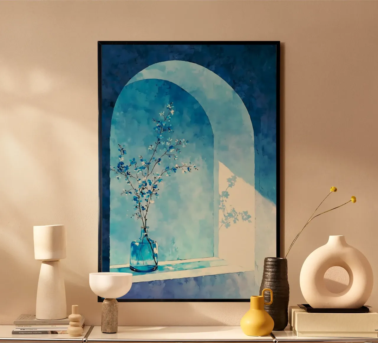 lighting glass bottle poster con telaio in legno da prindy
