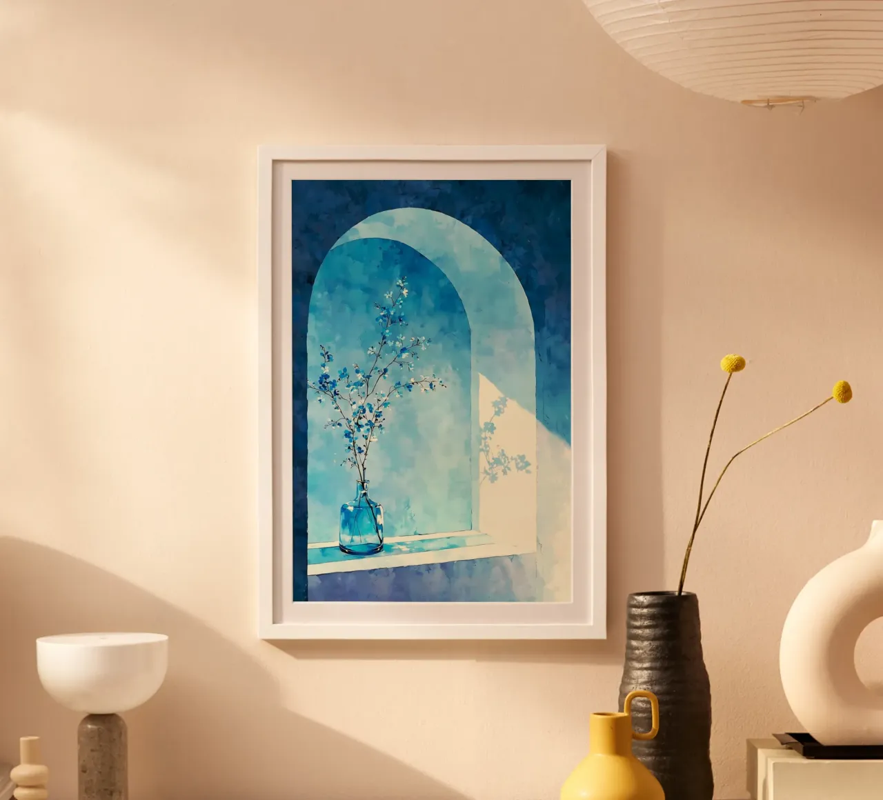 lighting glass bottle poster con telaio in legno da prindy