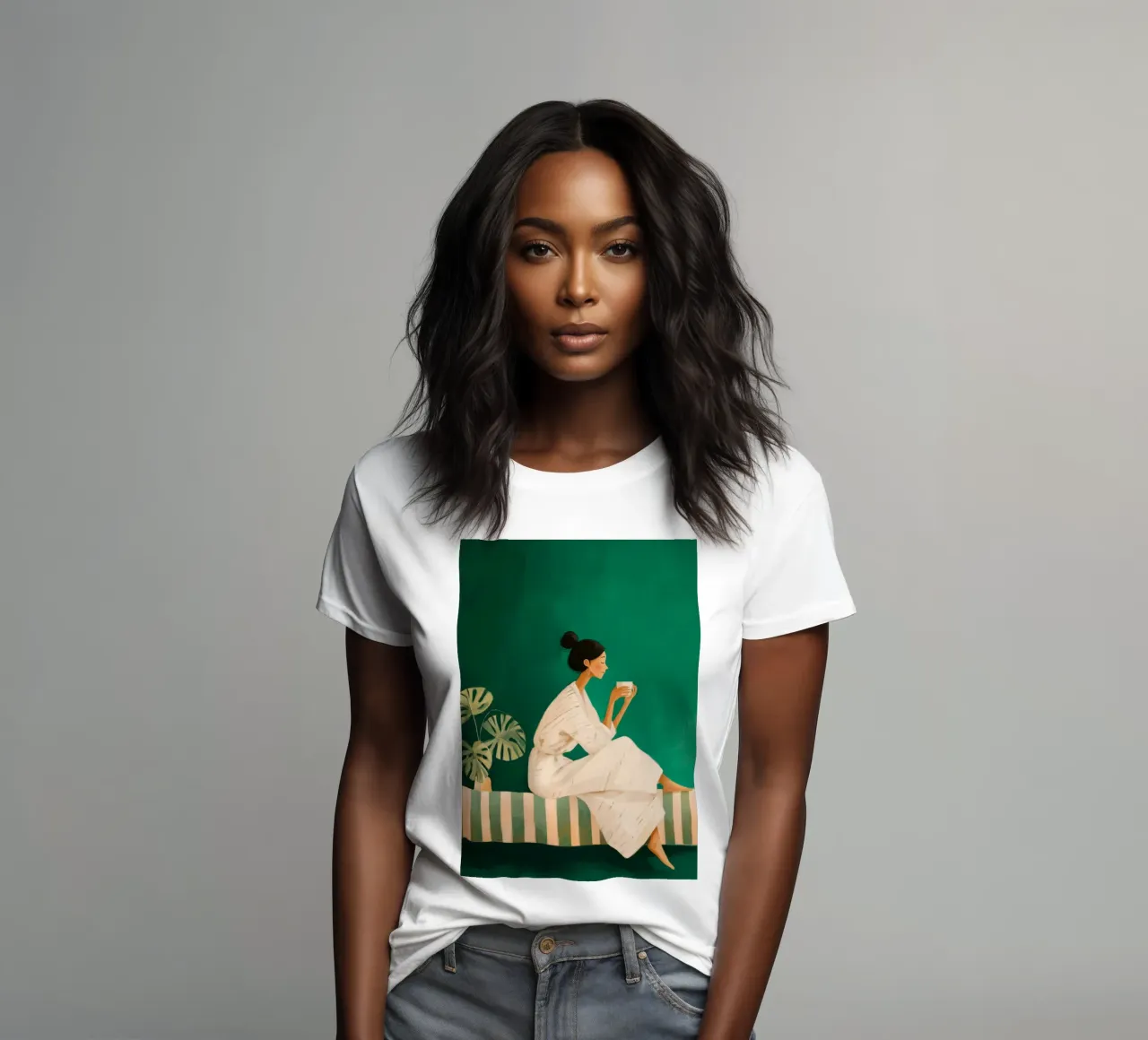 A Moment in Green women's fitted t-shirt by Clara August
