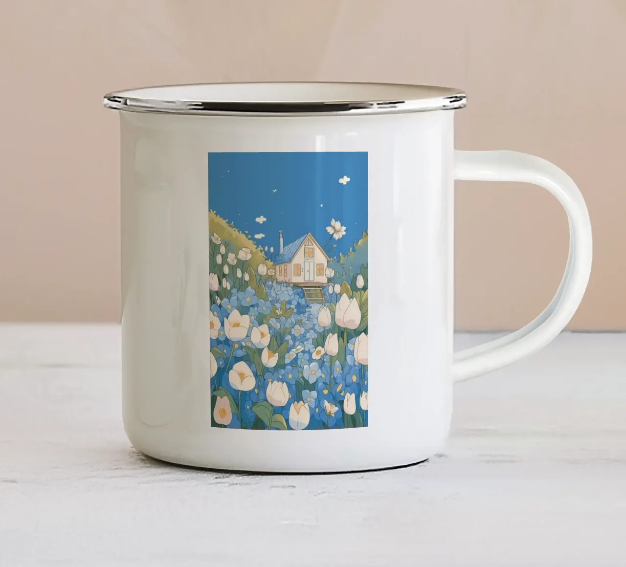 pathway flowerbeds enamel mug by prindy